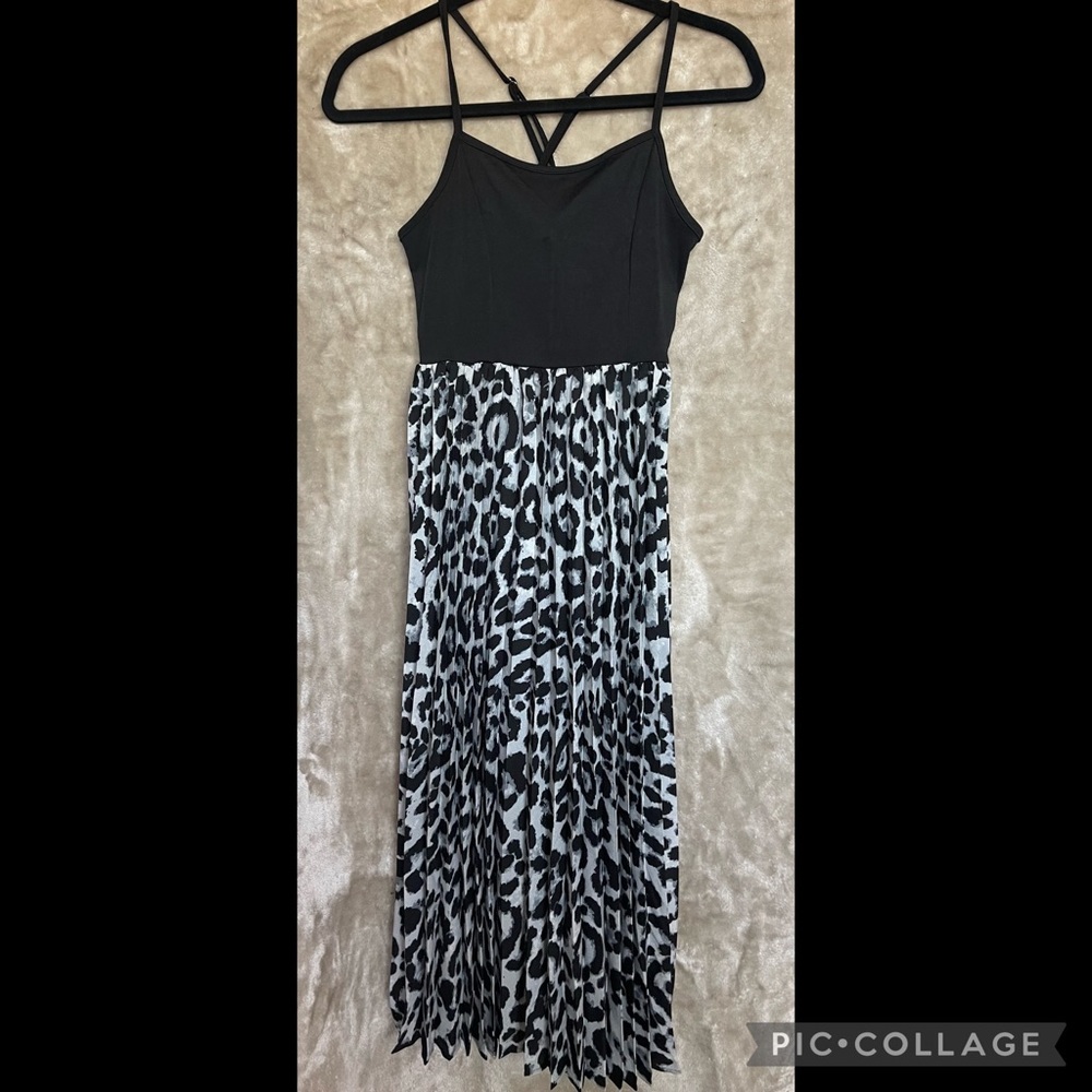 Black cheetah print dress.